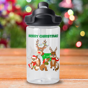 Frohe Weihnachten! Niedliches Hirsch, Füchse und C Trinkflasche