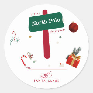 Frohe Weihnachten Nordpol Santa Claus Runder Aufkleber