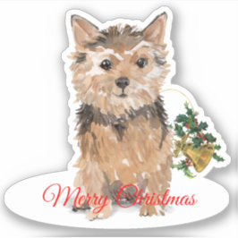 Frohe Weihnachten Norfolk Terrier Custom-Cut Vinyl Aufkleber