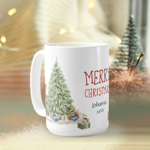 Frohe Weihnachten Nostalgische Süße Tiere Erinneru Kaffeetasse