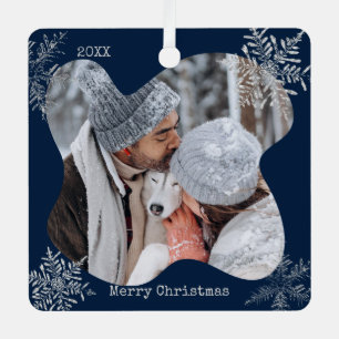 Frohe Weihnachten Not leidende Schneeflocken Custo Ornament Aus Metall