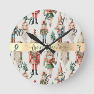 Frohe Weihnachten Nussknacker Urlaub Runde Wanduhr