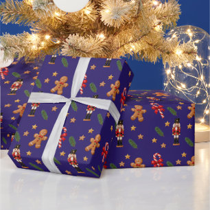 Frohe Weihnachten Nussknacker, Zuckerstange & Lebk Geschenkpapier