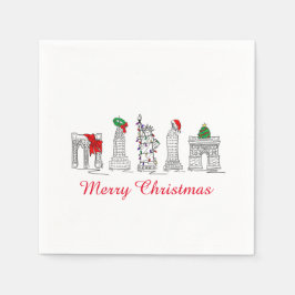 Frohe Weihnachten NYC Gebäude Sehenswürdigkeiten U Serviette