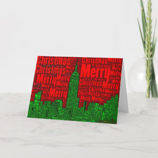 Frohe Weihnachten: NYC Skyline-Wort-Kunst-Karte Feiertagskarte