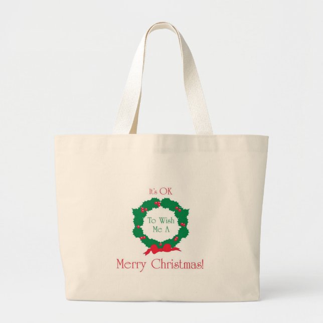 Frohe Weihnachten O.K.! Jumbo Stoffbeutel (Vorne)