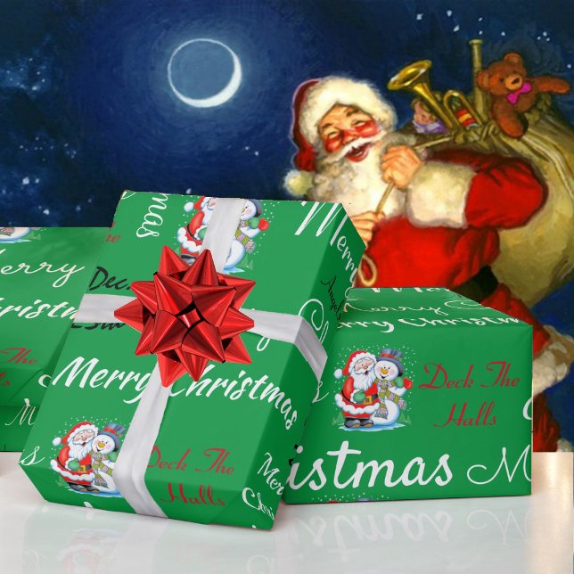 Frohe Weihnachten oder DIY Happy Holidays Grün Wei Geschenkpapier (Von Creator hochgeladen)