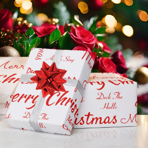 Frohe Weihnachten oder DIY Happy Holidays Red & Wh Geschenkpapier