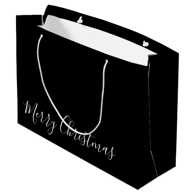 Frohe Weihnachten, oder DIY-Nachricht, weiß und sc Große Geschenktüte (Rückseite Schrägansicht)
