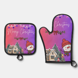 Frohe Weihnachten  Ofenhandschuh & Topflappen-Set