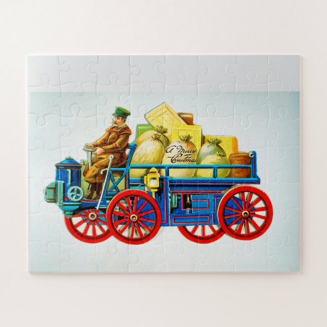 Frohe Weihnachten Oldtimer Puzzle (Horizontal)