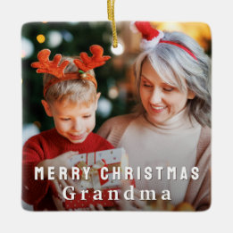 Frohe Weihnachten Oma Benutzerdefiniertes Foto-Fes Keramikornament