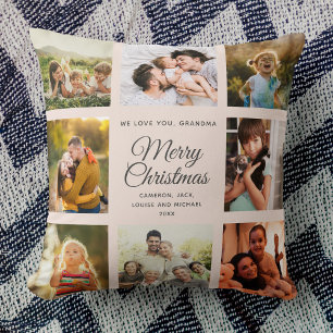 Frohe Weihnachten Oma Blush Pink Foto Collage Kissen