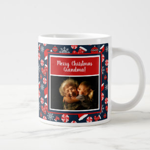 Frohe Weihnachten Oma Foto Holiday Pattern Jumbo-Tasse