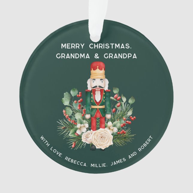Frohe Weihnachten Oma Grandpa Nutcracker Foto Ornament (Vorderseite)