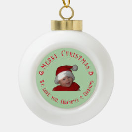 Frohe Weihnachten Oma & Opa, Eigenes Foto Geschenk Keramik Kugel-Ornament
