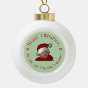 Frohe Weihnachten Oma & Opa, Eigenes Foto Geschenk Keramik Kugel-Ornament