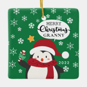 Frohe Weihnachten Oma Pinguin Keramikornament