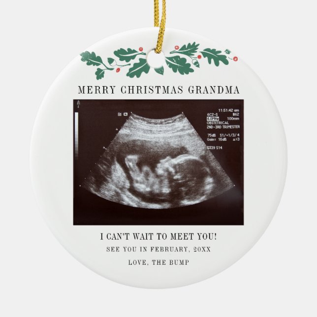 Frohe Weihnachten Oma Pregnancy Sonogram Keramik Ornament (Vorne)