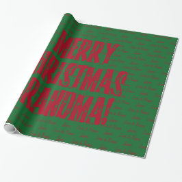 Frohe Weihnachten Oma Red Stars Typografie Green Geschenkpapier