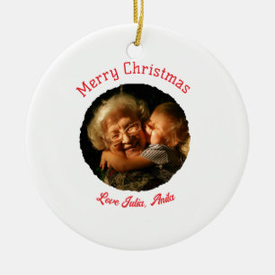 Frohe Weihnachten Oma Tochter Foto Kreis Keramik Ornament