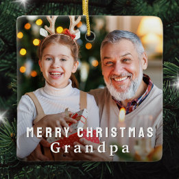 Frohe Weihnachten Opa Benutzerdefiniertes Foto Keramikornament