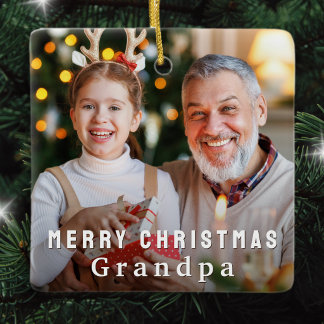 Frohe Weihnachten Opa Benutzerdefiniertes Foto Keramikornament