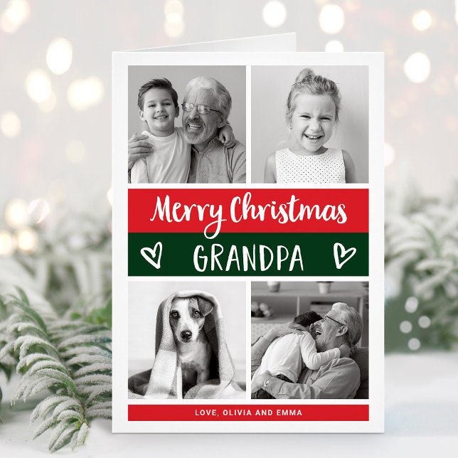 Frohe Weihnachten Opa | Foto-Farbblockgitter (A festive Christmas photo card for grandpa)