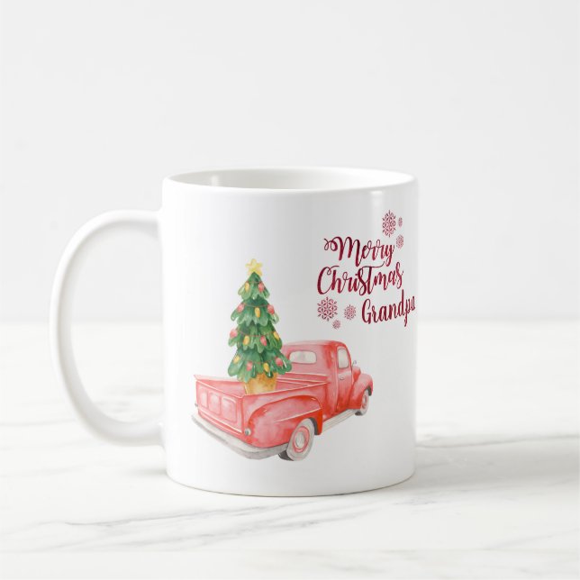 Frohe Weihnachten Opa RED TRUCK Personalisiert Kaffeetasse (Links)