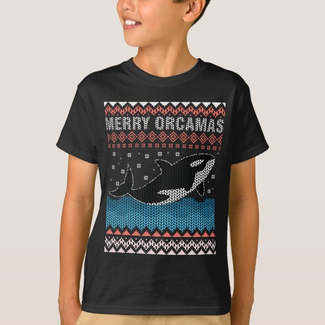 Frohe Weihnachten. Orca Killer Wal Ugge Weihnachte T-Shirt (Vorderseite)