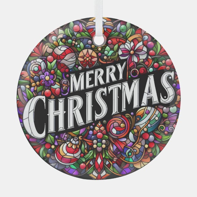 Frohe Weihnachten Ornament Aus Glas (Vorderseite)