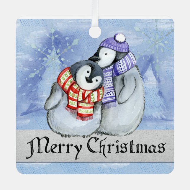 Frohe Weihnachten Ornament Aus Metall (Vorderseite)