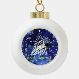 "Frohe Weihnachten" Ornament White on Blue