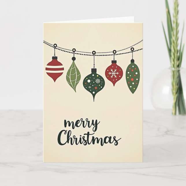 Frohe Weihnachten Ornamente Karte (Vorderseite)