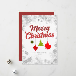 Frohe Weihnachten Ornamente Silber Schneeflocken R