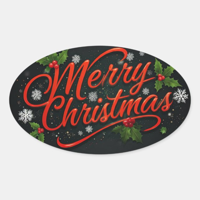 Frohe Weihnachten Ovaler Aufkleber (Vorderseite)