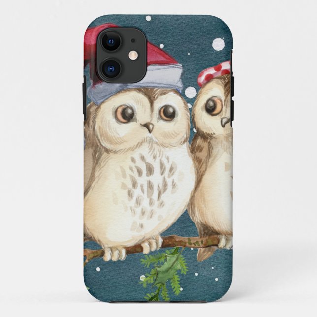 Frohe Weihnachten Owls Case-Mate iPhone Hülle (Rückseite)