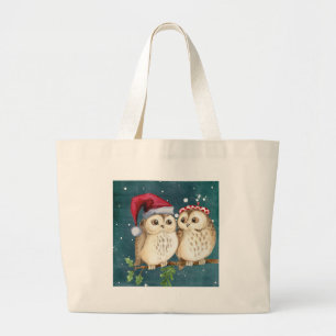 Frohe Weihnachten Owls Jumbo Stoffbeutel
