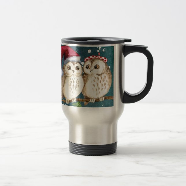 Frohe Weihnachten Owls Reisebecher (Rechts)