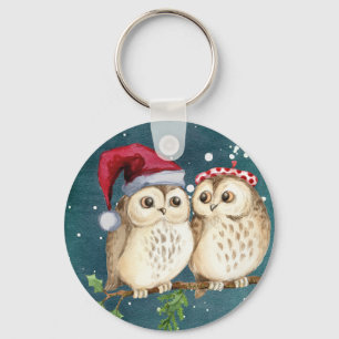 Frohe Weihnachten Owls Schlüsselanhänger