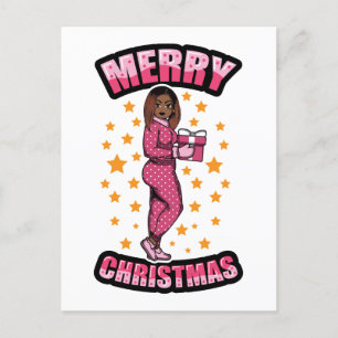 Frohe Weihnachten Pajama Melanin X-mas Sweater Sis Postkarte