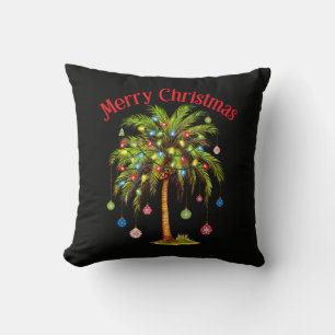 Frohe Weihnachten Palme Baum Licht Tropisches Weih Kissen