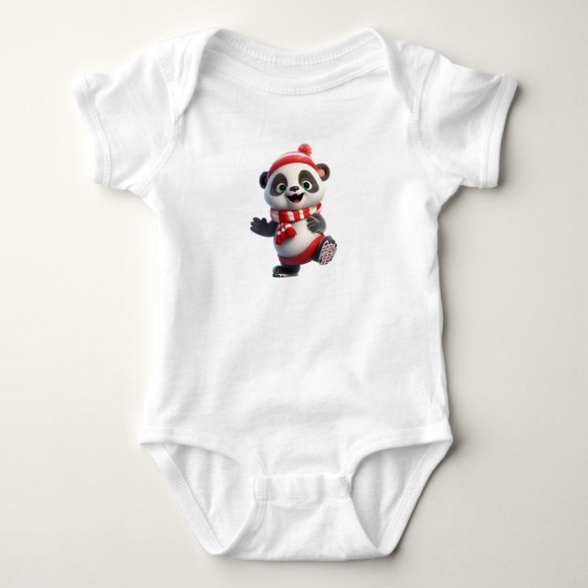 Frohe Weihnachten Panda Baby Strampler (Vorderseite)