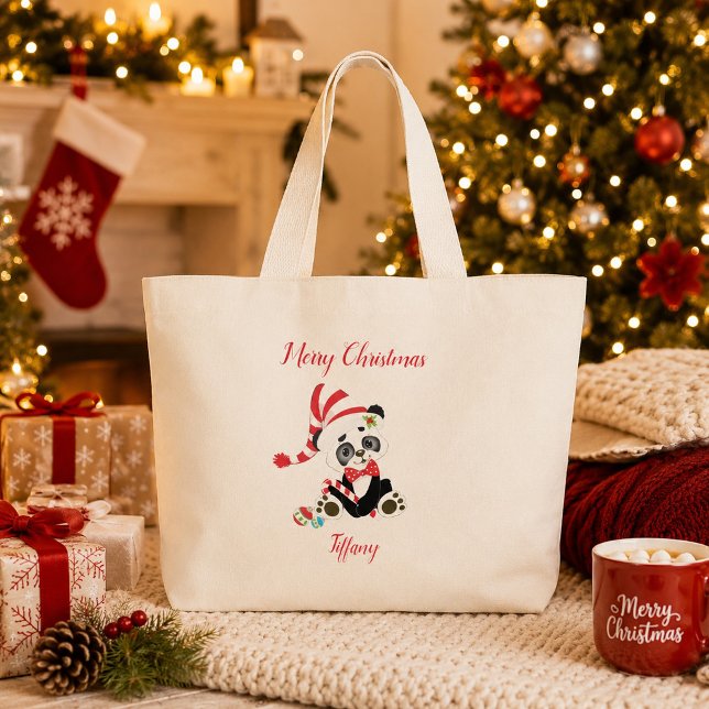 Frohe Weihnachten Panda Bear Jumbo Stoffbeutel (Von Creator hochgeladen)