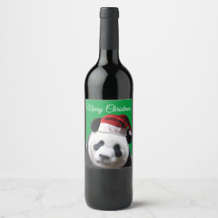 Frohe Weihnachten Panda Bear Weinetikett