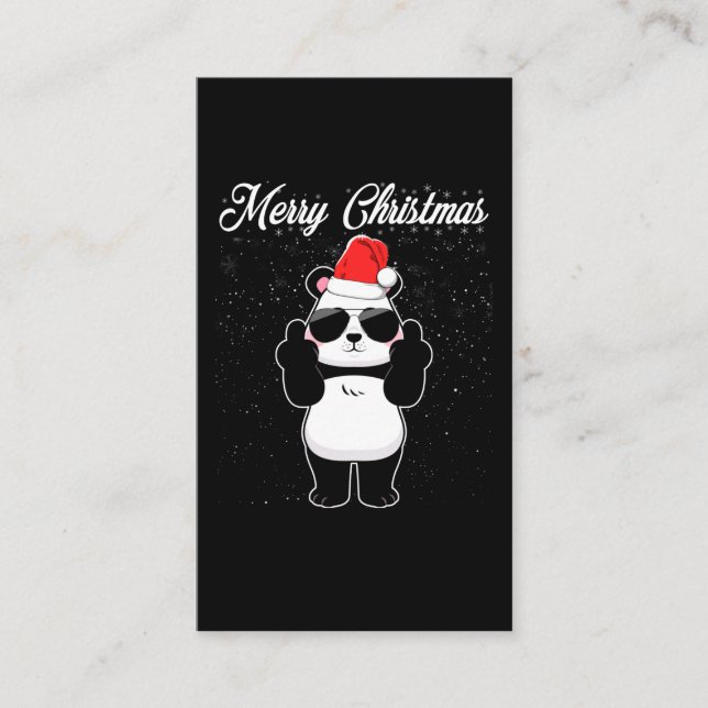 Frohe Weihnachten Panda Middle Finger Rude Xmas Ug Visitenkarte (Vorderseite)