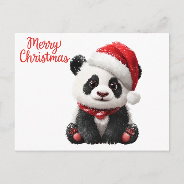 Frohe Weihnachten Panda Postkarte (Vorderseite)