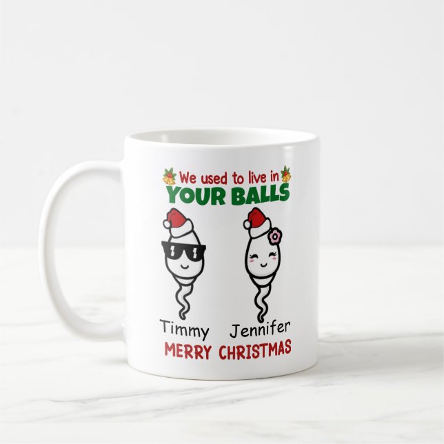 Frohe Weihnachten Papa 2 Kinder Kaffeetasse (Links)