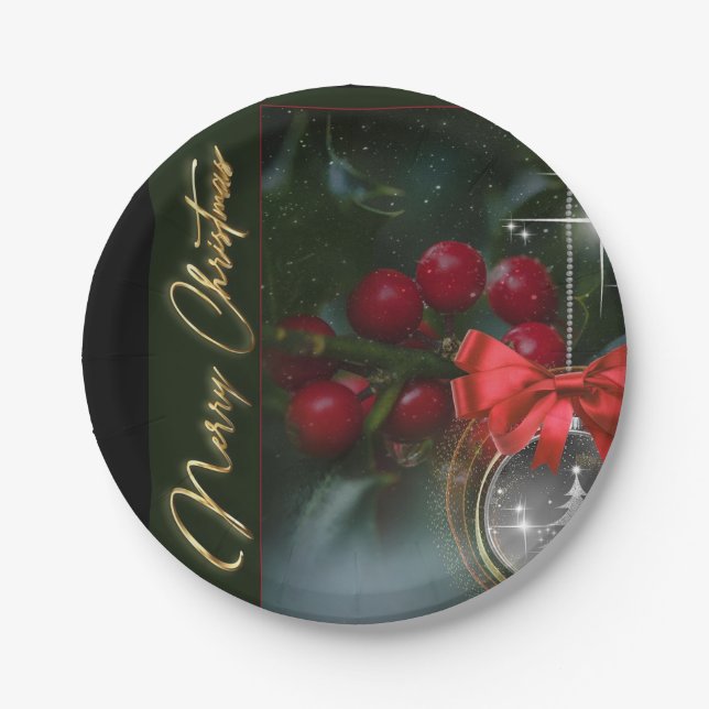 Frohe Weihnachten Papier Teller (Vorderseite)