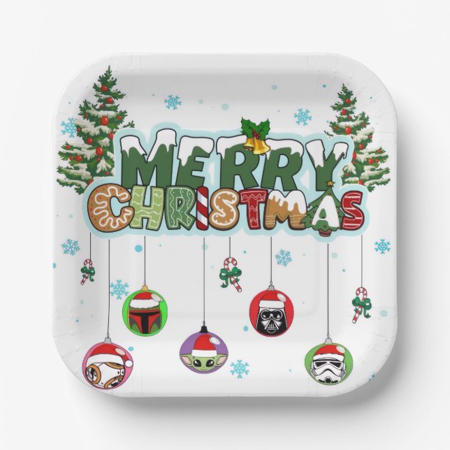 Frohe Weihnachten Papierplatten Pappteller (Vorderseite)